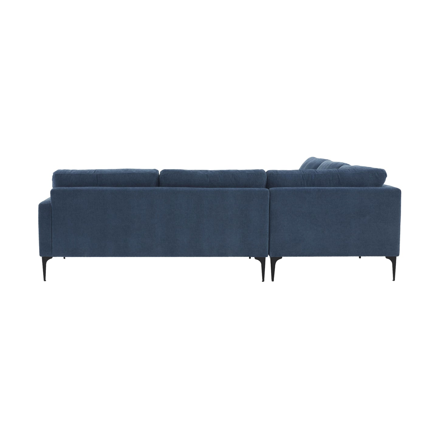 lana blue velvet l-sectional with black legs