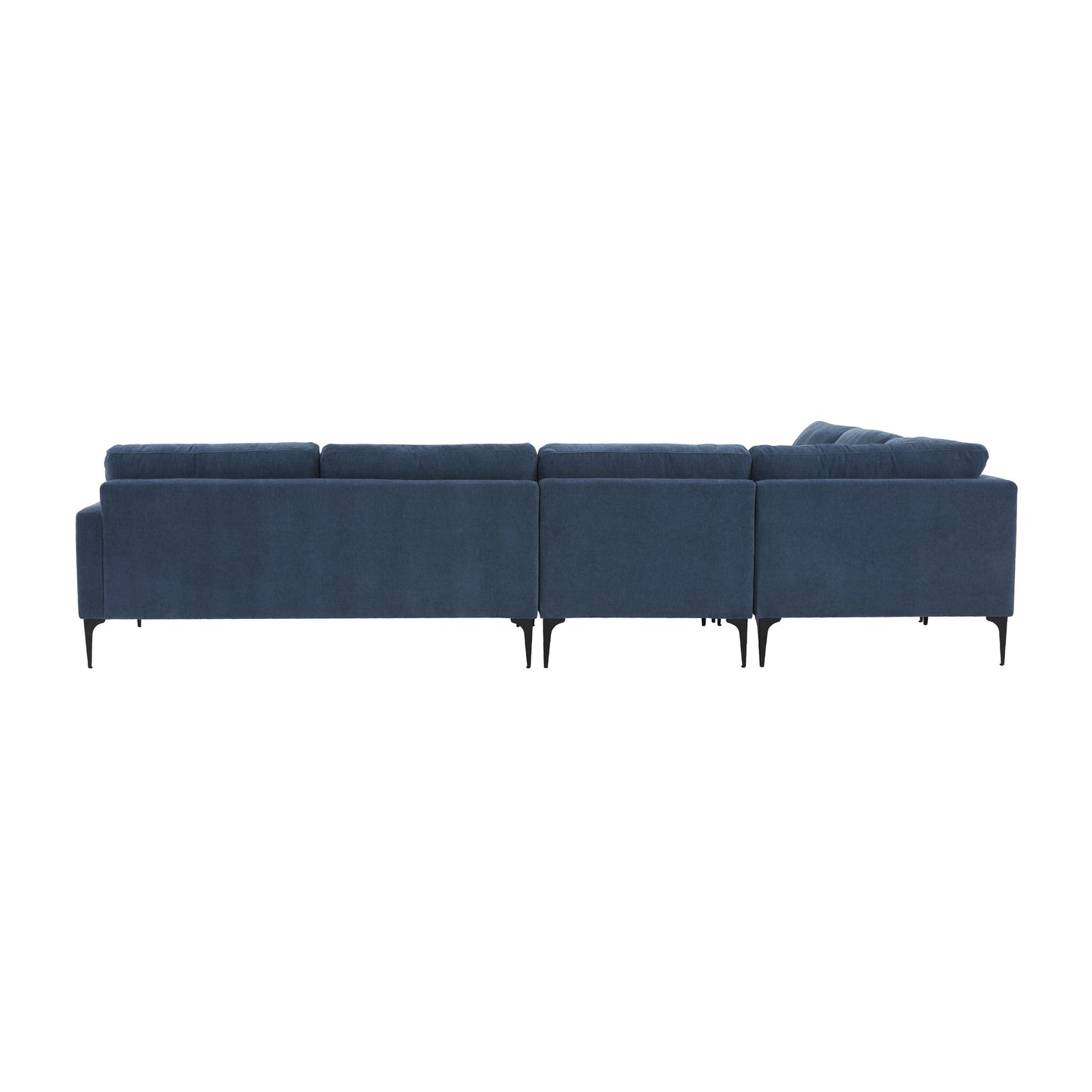 lana blue velvet large l-sectional with black legs