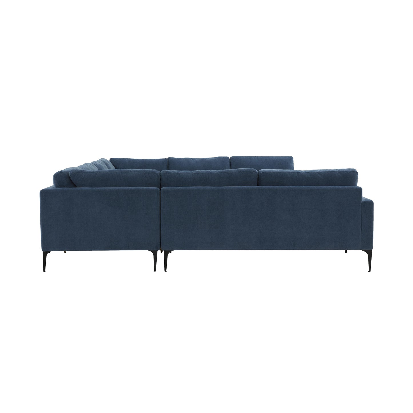 lana blue velvet u-sectional with black legs