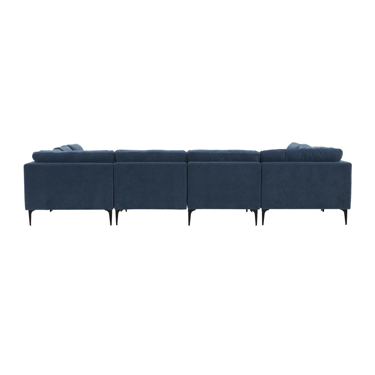 lana blue velvet u-sectional with black legs