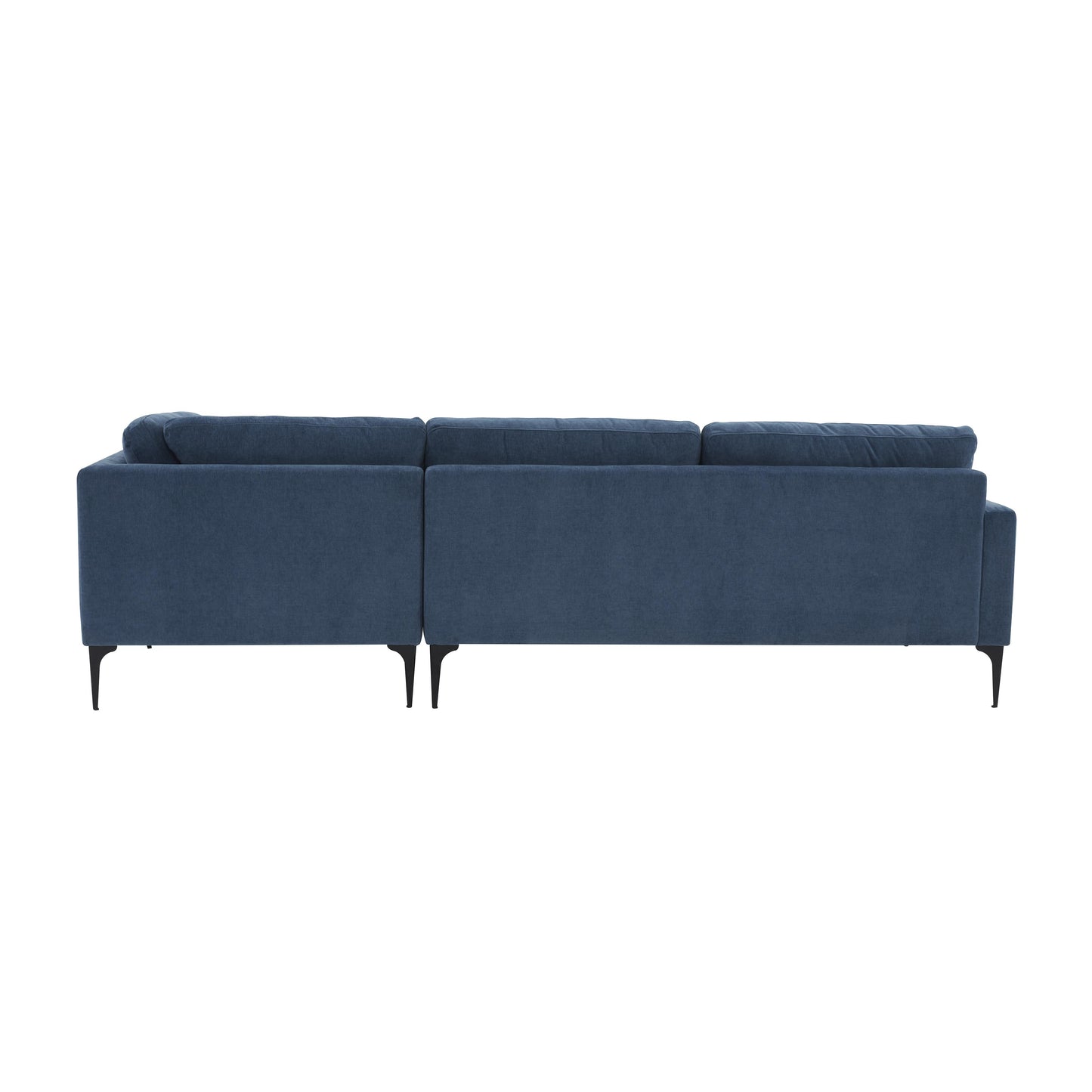 lana blue velvet raf chaise sectional with black legs