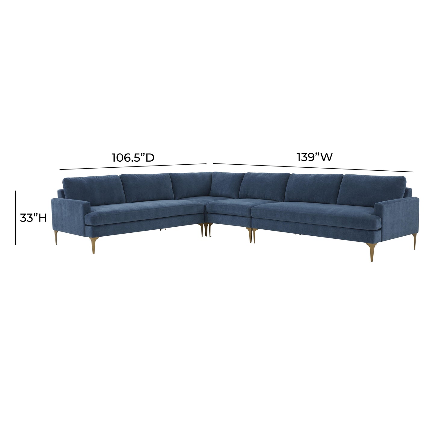 lana blue velvet large l-sectional