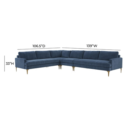 Lana Blue Velvet Large L-Sectional