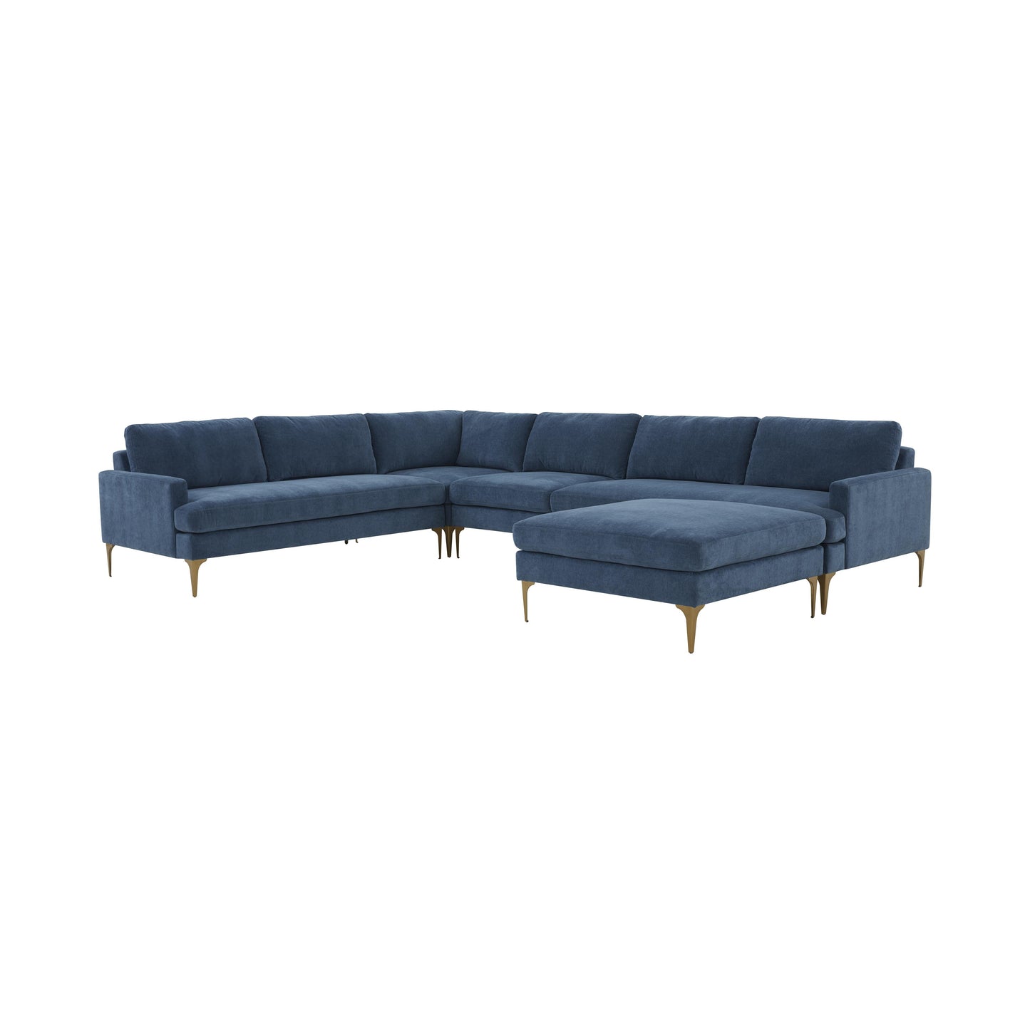 lana blue velvet large chaise sectional