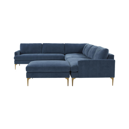 Lana Blue Velvet Large Chaise Sectional