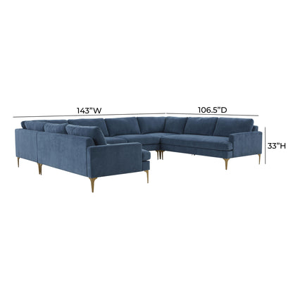 Lana Blue Velvet U-Sectional