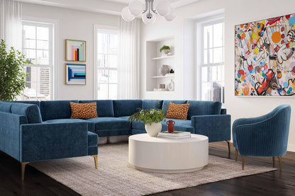 Lana Blue Velvet U-Sectional