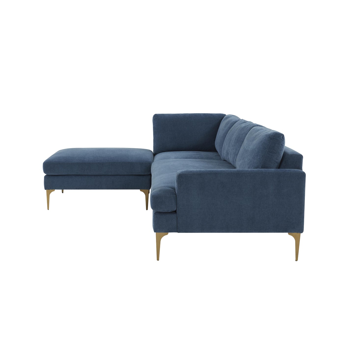 lana blue velvet laf chaise sectional