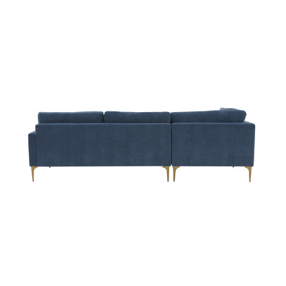 Lana Blue Velvet LAF Chaise Sectional