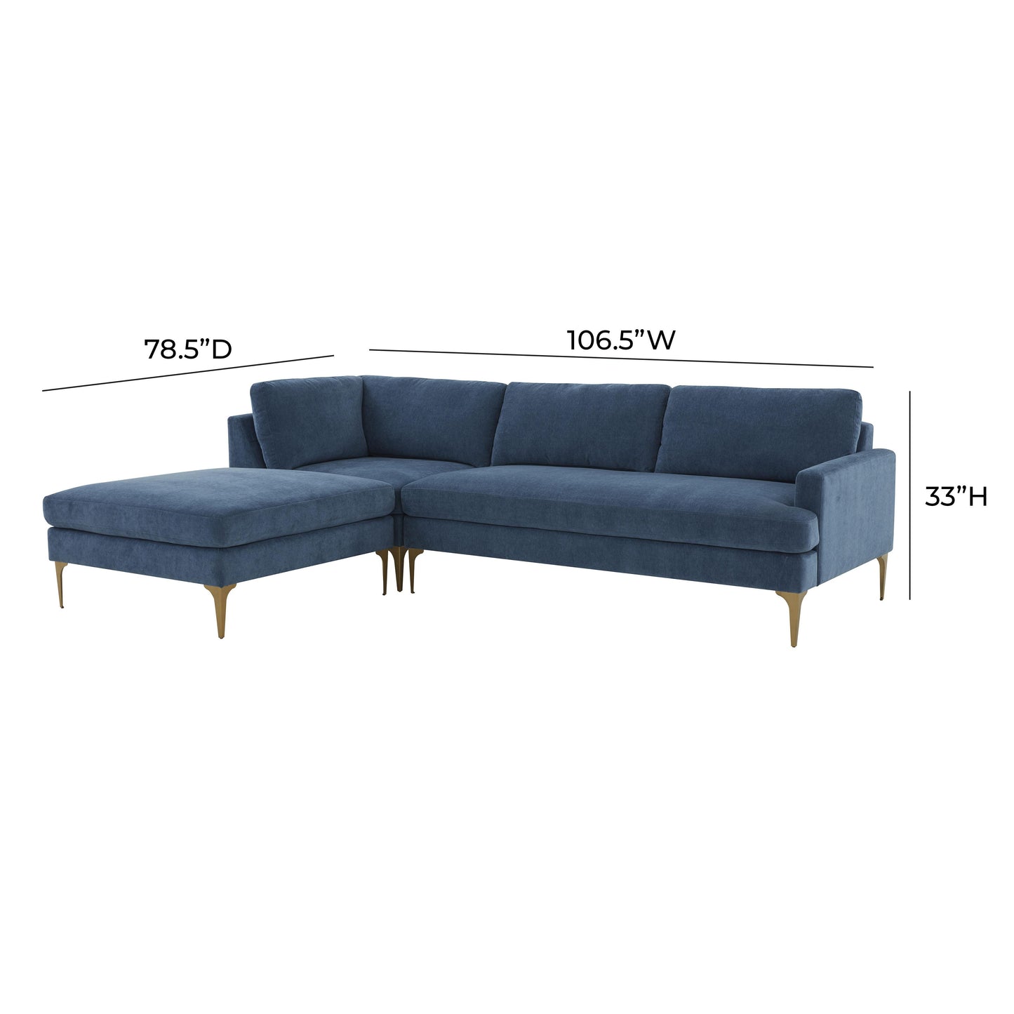 lana blue velvet laf chaise sectional