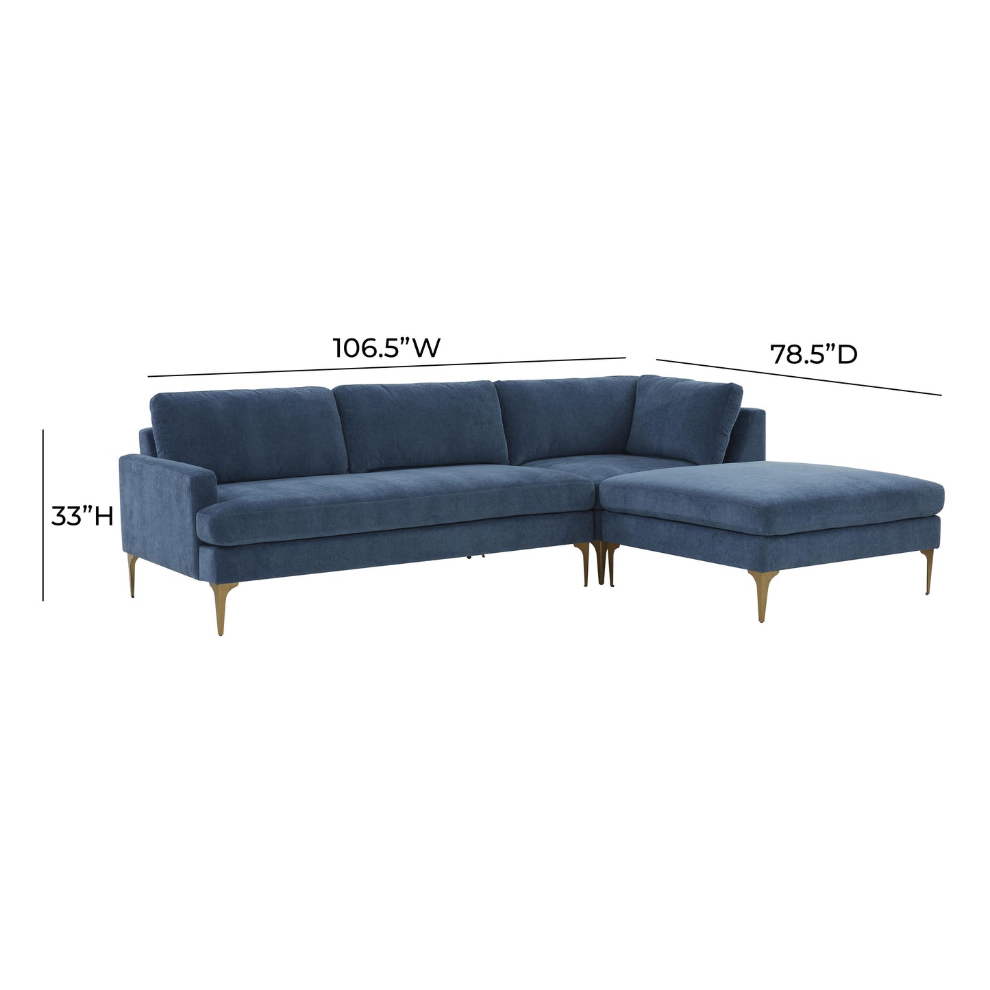 lana blue velvet raf chaise sectional