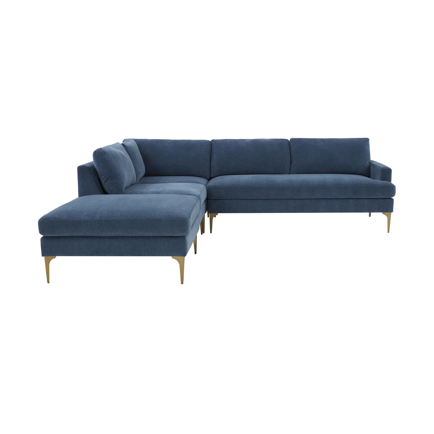 lana blue velvet large laf chaise sectional