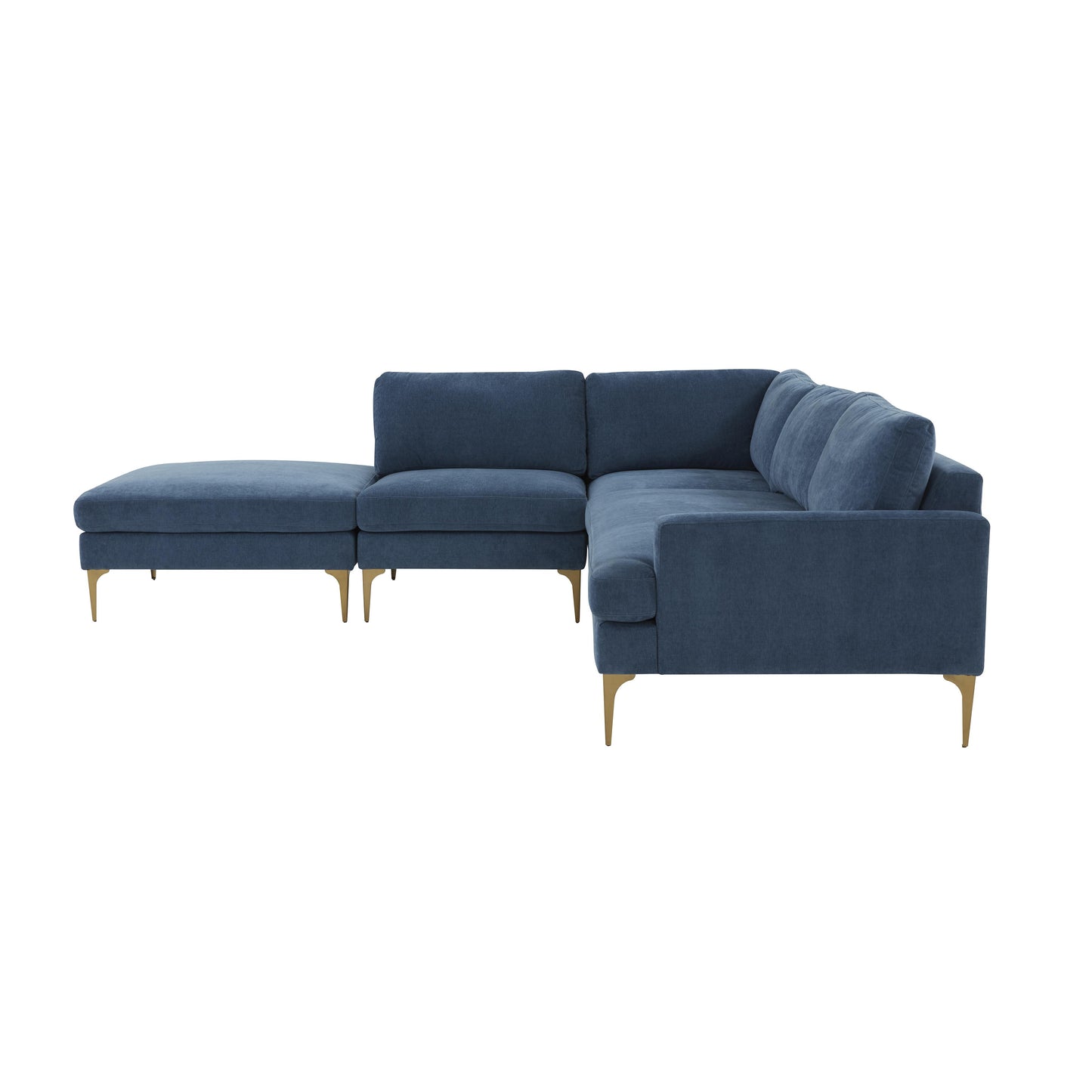 lana blue velvet large laf chaise sectional