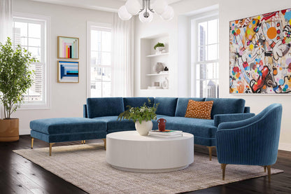 Lana Blue Velvet Large LAF Chaise Sectional