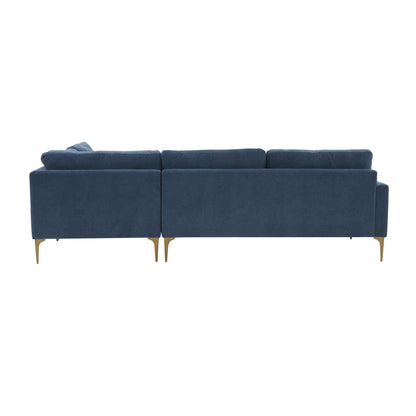 Lana Blue Velvet Large RAF Chaise Sectional