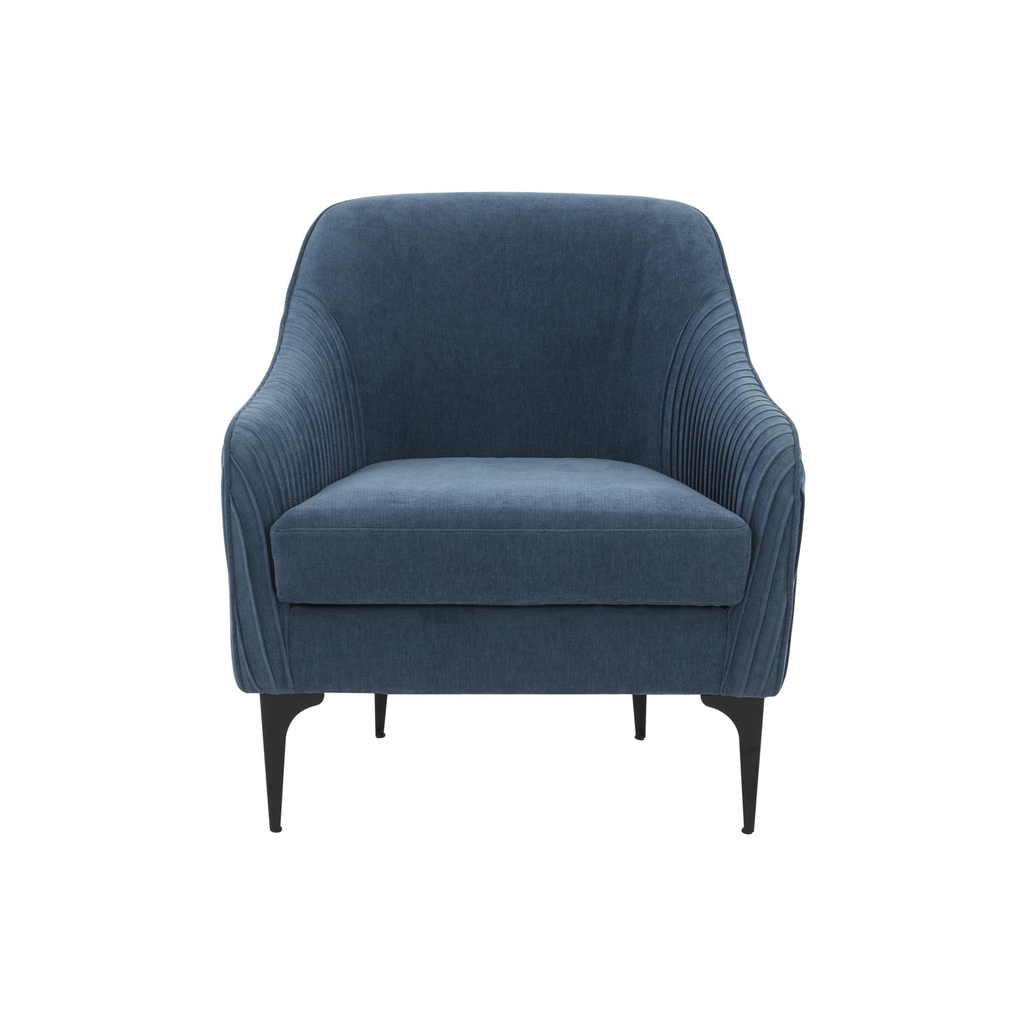 lana blue velvet accent chair with black legs