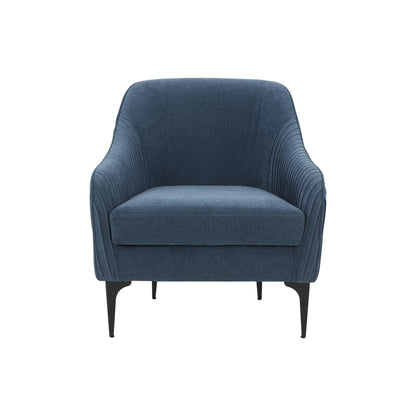 Lana Blue Velvet Accent Chair with Black Legs