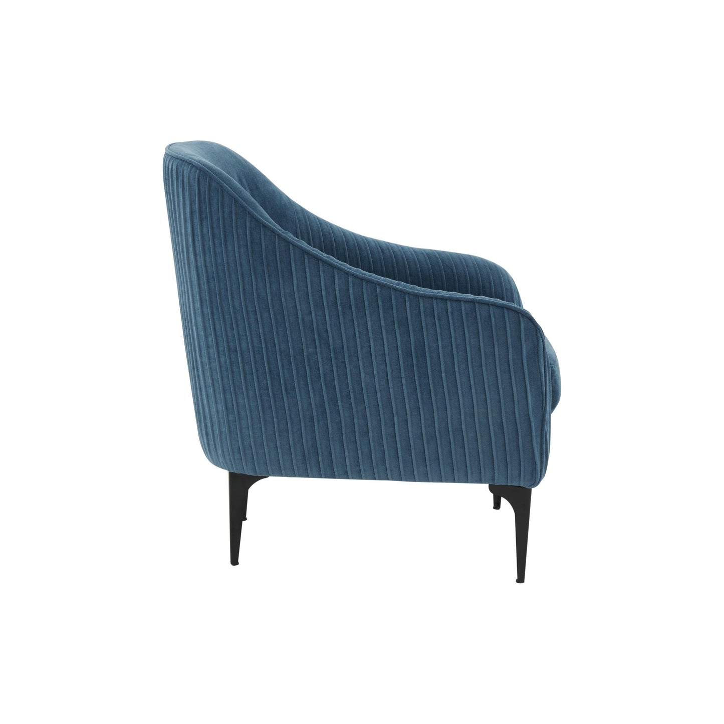 lana blue velvet accent chair with black legs