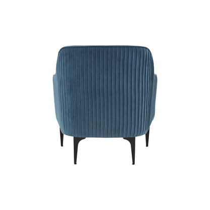 Lana Blue Velvet Accent Chair with Black Legs