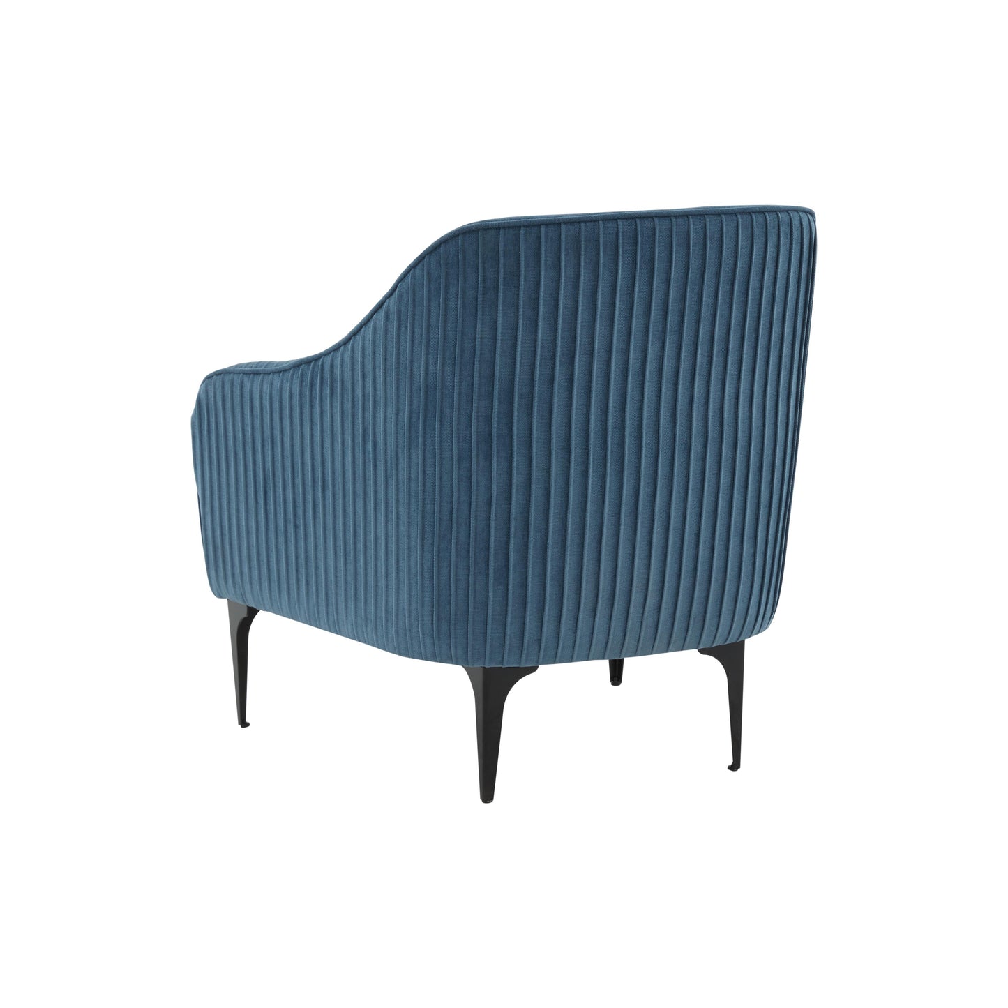 lana blue velvet accent chair with black legs