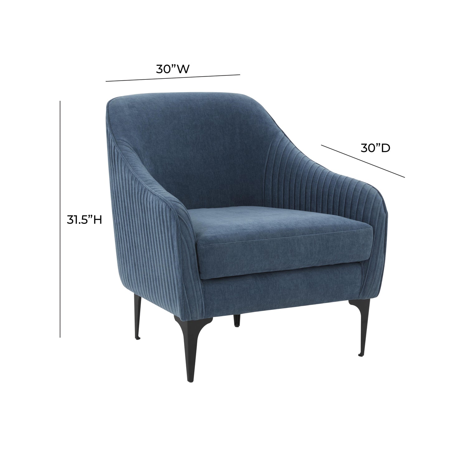 lana blue velvet accent chair with black legs