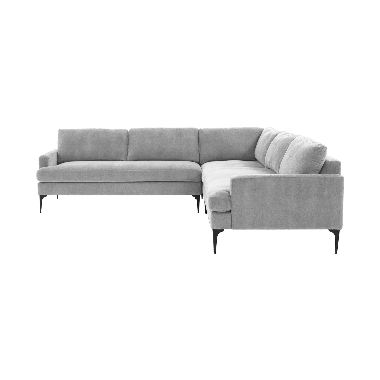 lana gray velvet l-sectional with black legs