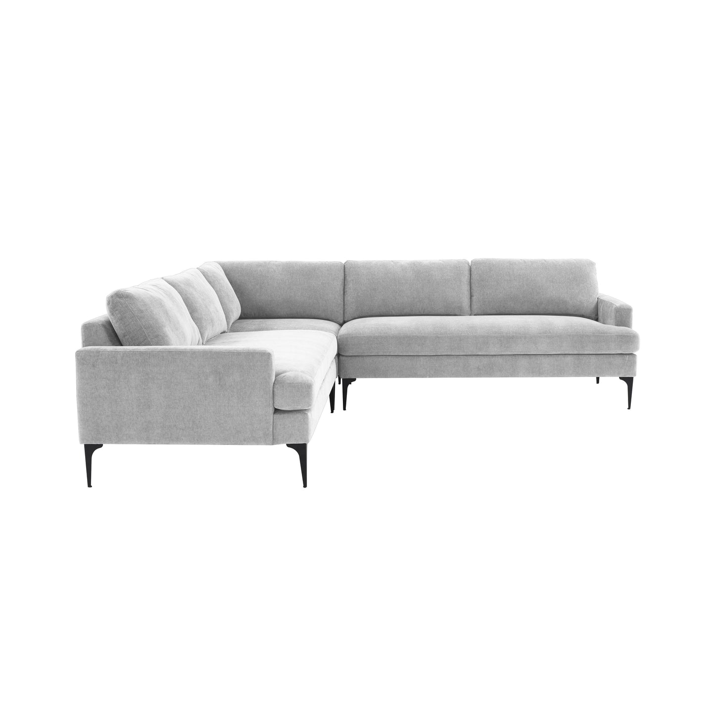 lana gray velvet l-sectional with black legs