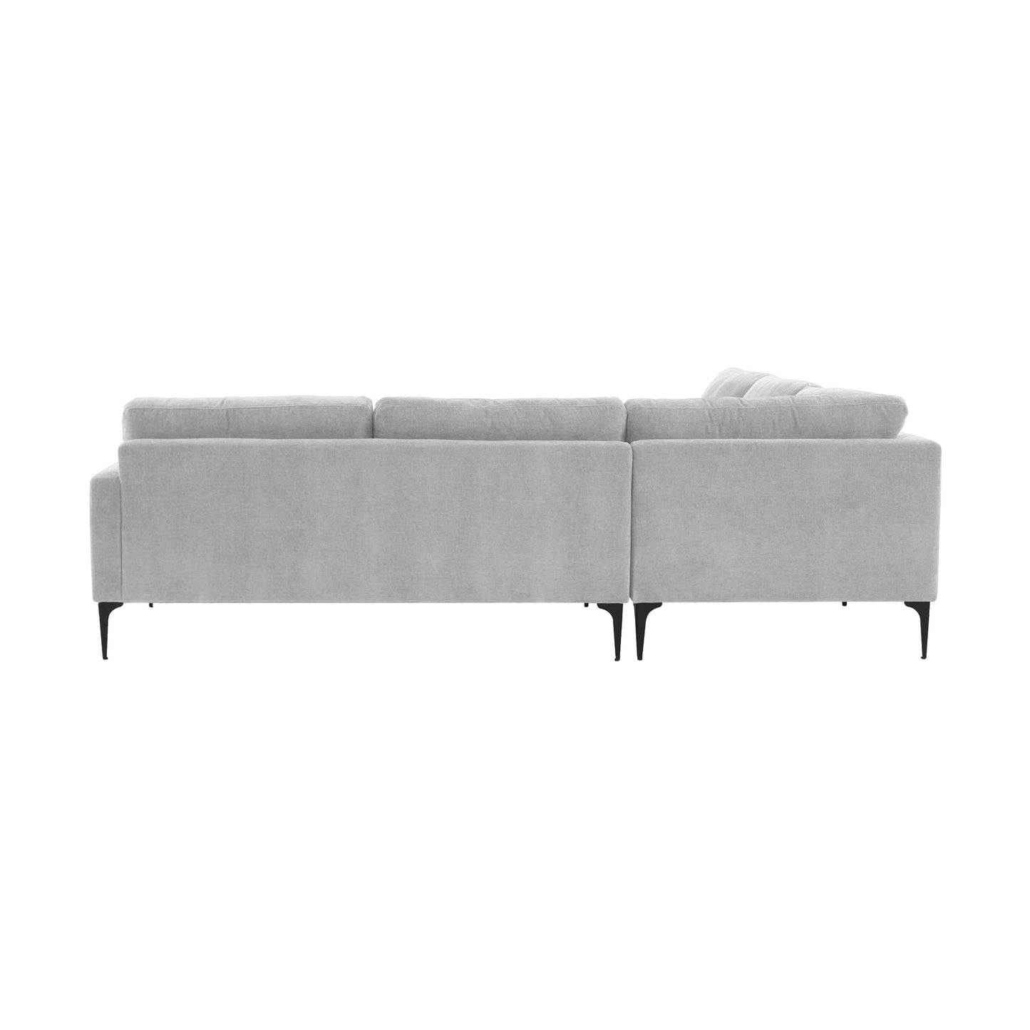 lana gray velvet l-sectional with black legs