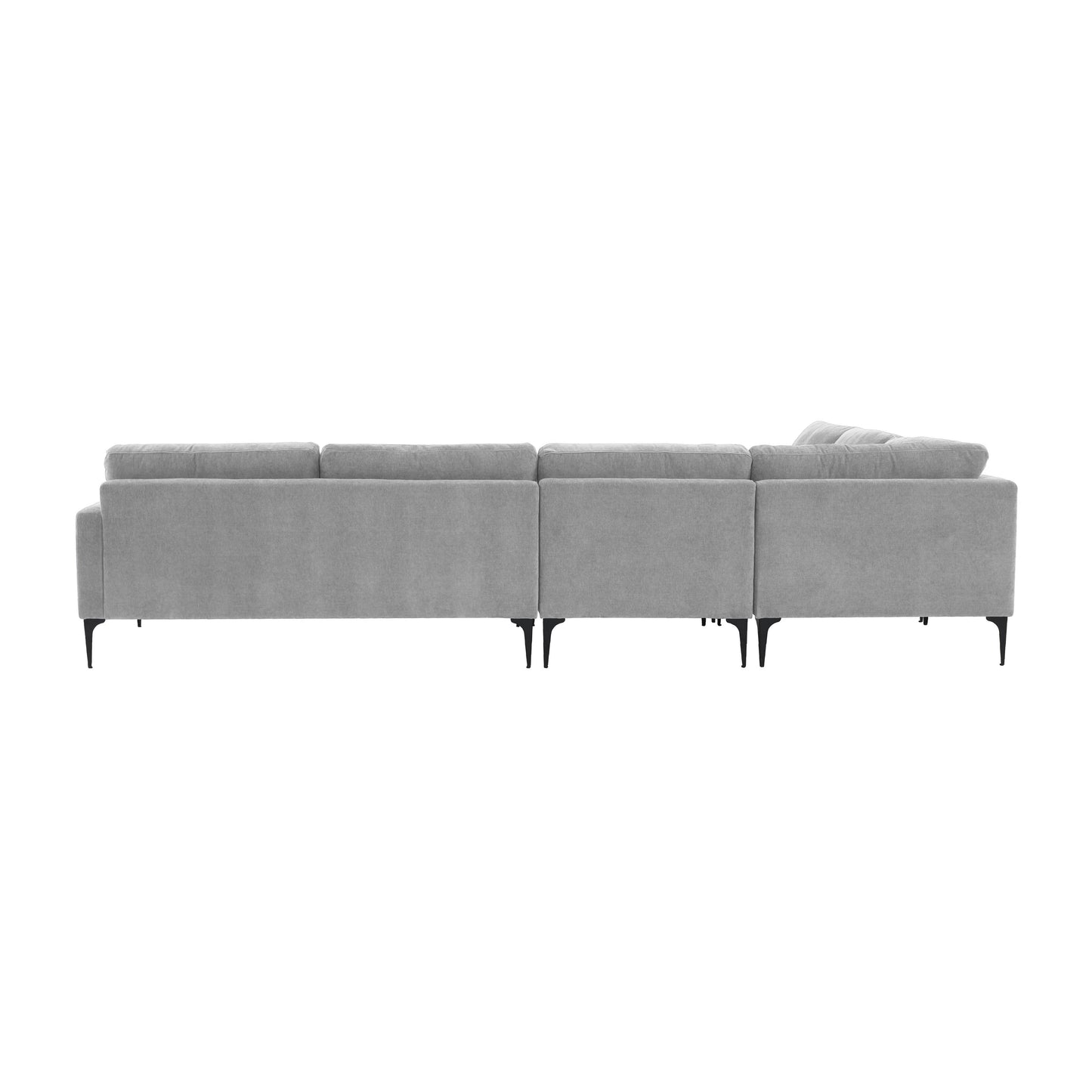 lana gray velvet large l-sectional with black legs