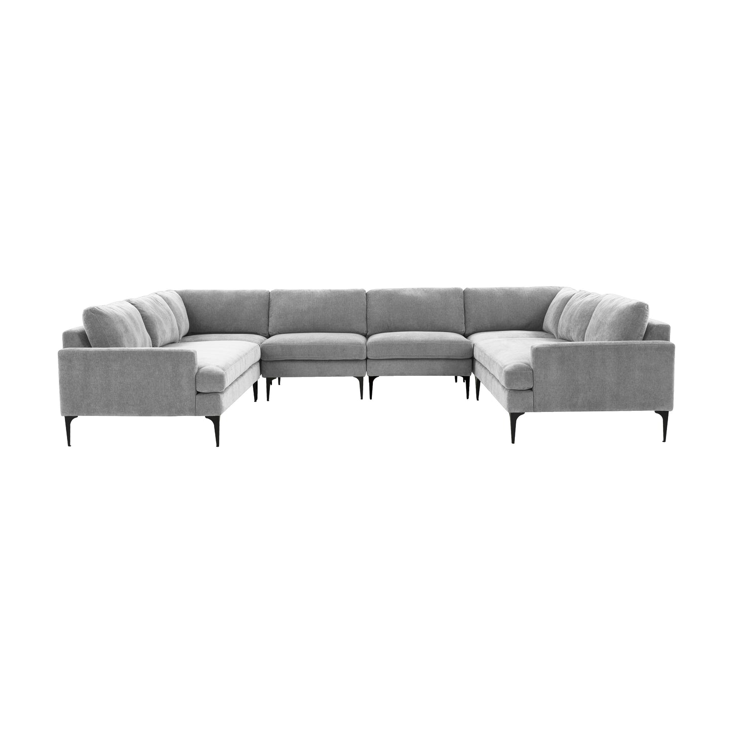 lana gray velvet u-sectional with black legs