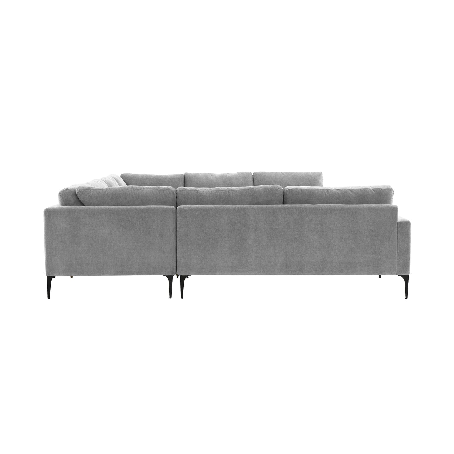 lana gray velvet u-sectional with black legs