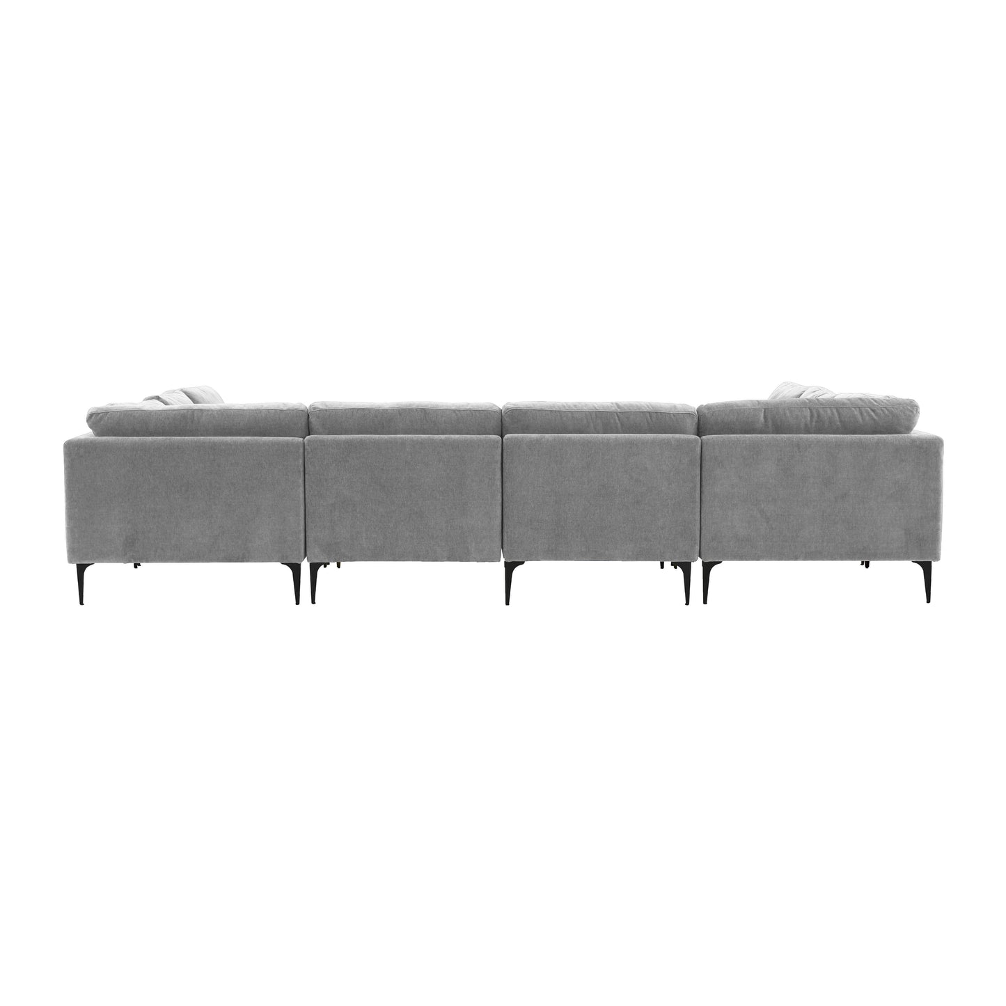 lana gray velvet u-sectional with black legs