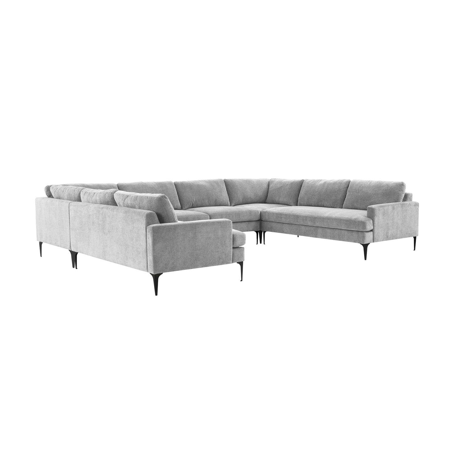 lana gray velvet u-sectional with black legs