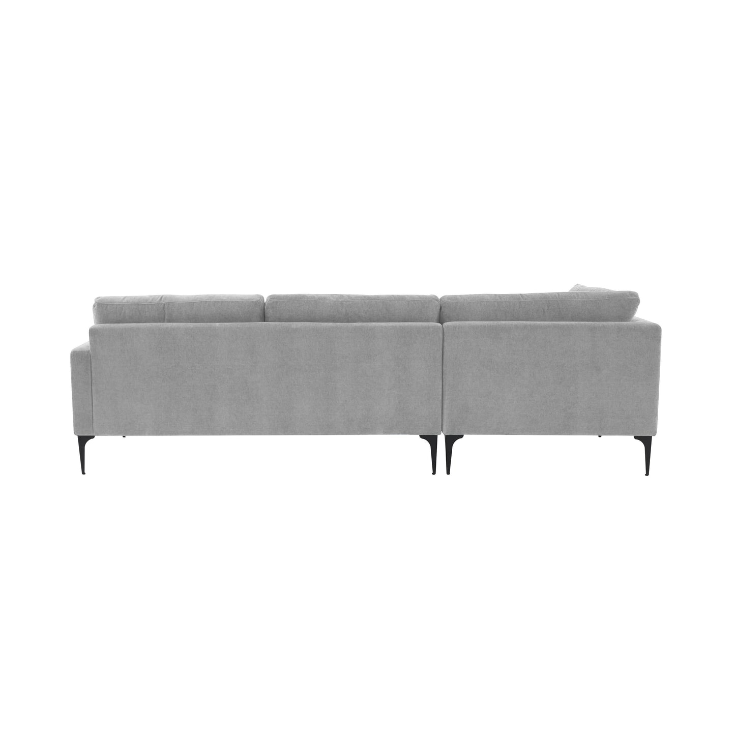 lana gray velvet laf chaise sectional with black legs