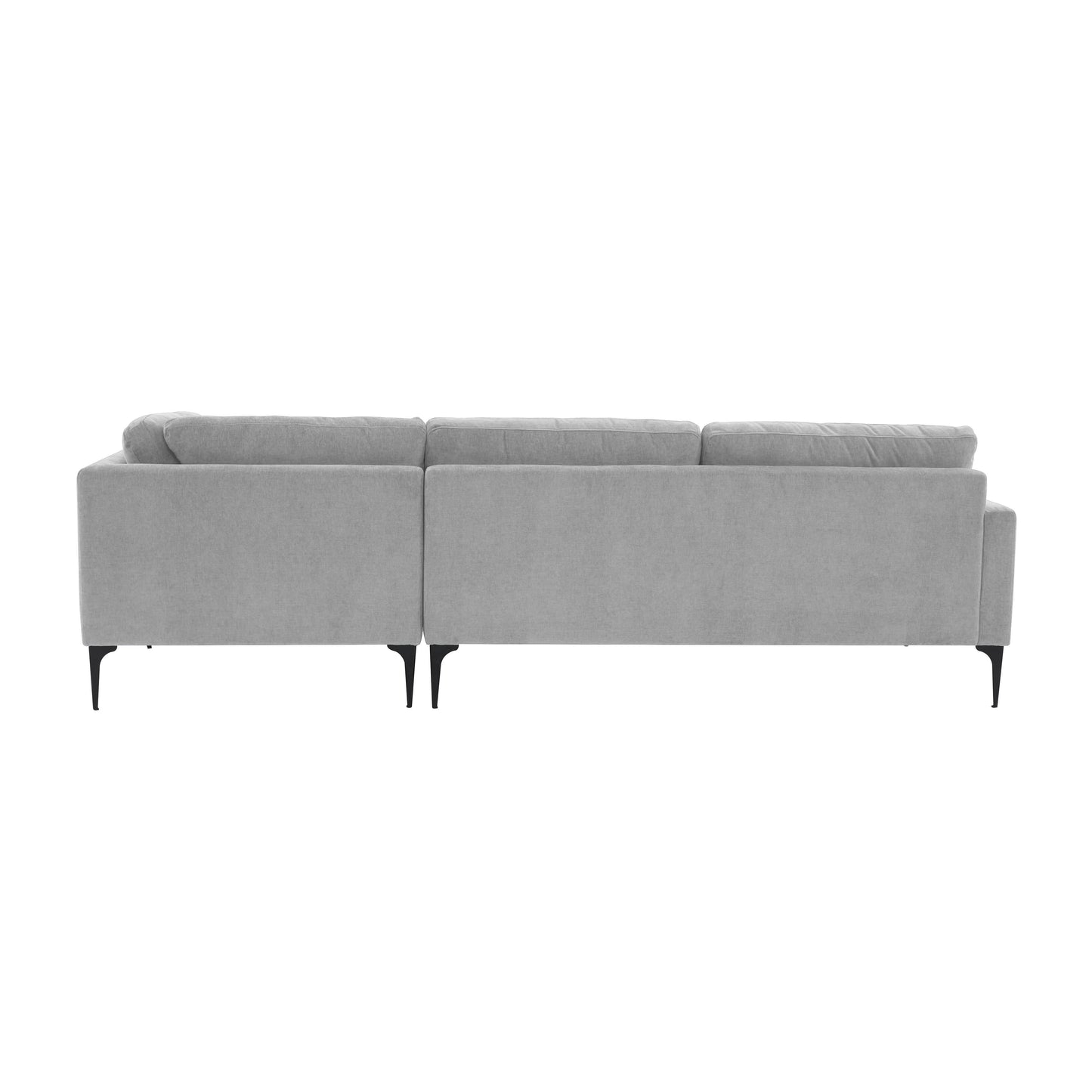 lana gray velvet raf chaise sectional with black legs