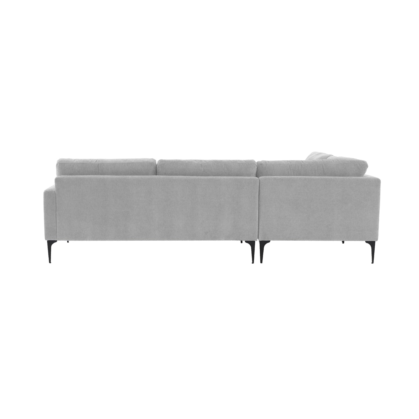 lana gray velvet large laf chaise sectional with black legs