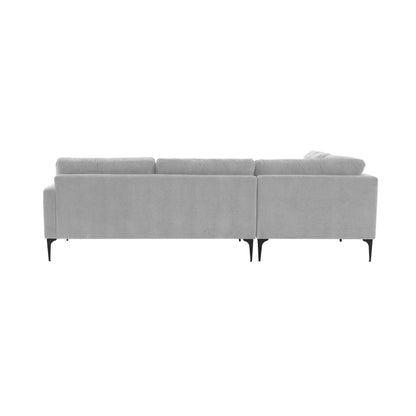 Lana Gray Velvet Large LAF Chaise Sectional with Black Legs