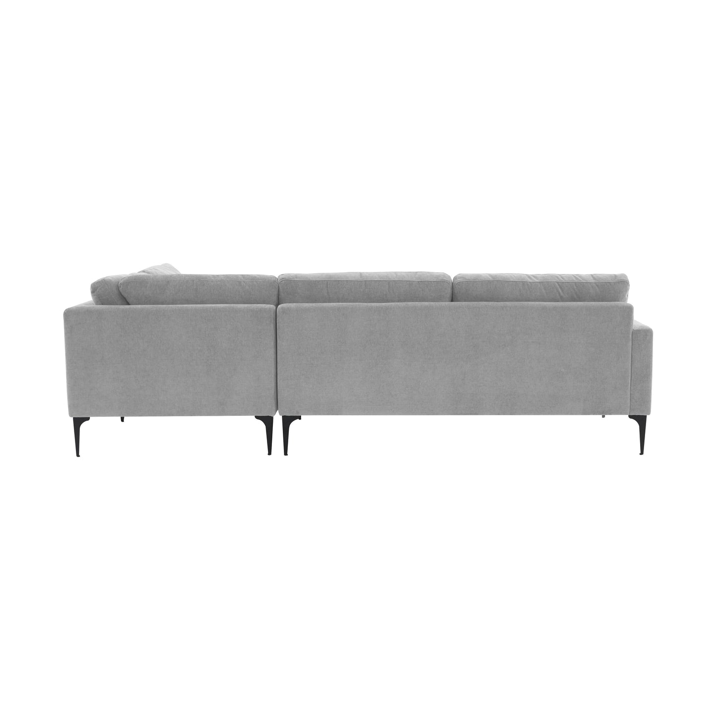 lana gray velvet large raf chaise sectional with black legs