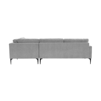 Lana Gray Velvet Large RAF Chaise Sectional with Black Legs