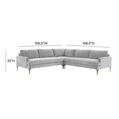 Lana Gray Velvet L-Sectional