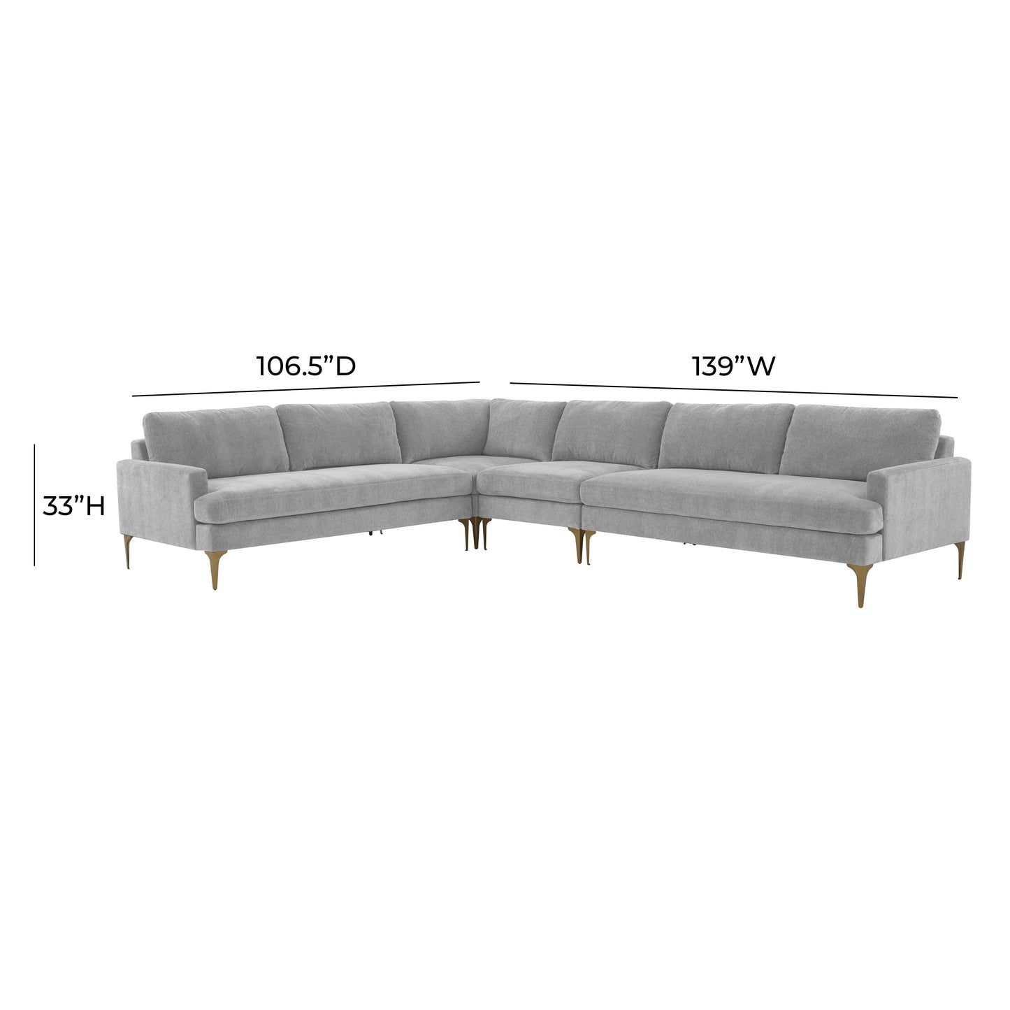 lana gray velvet large l-sectional