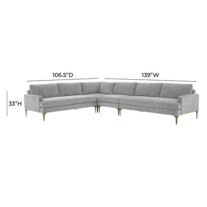 Lana Gray Velvet Large L-Sectional