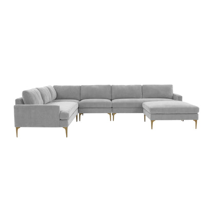 Lana Gray Velvet Large Chaise Sectional