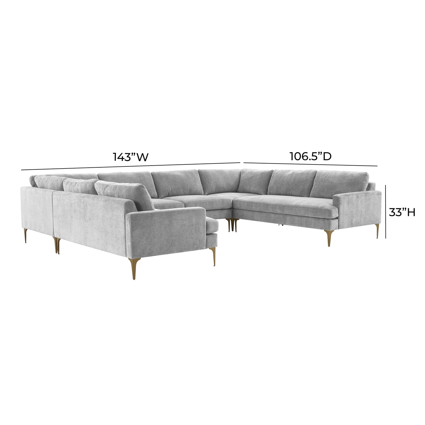 lana gray velvet u-sectional