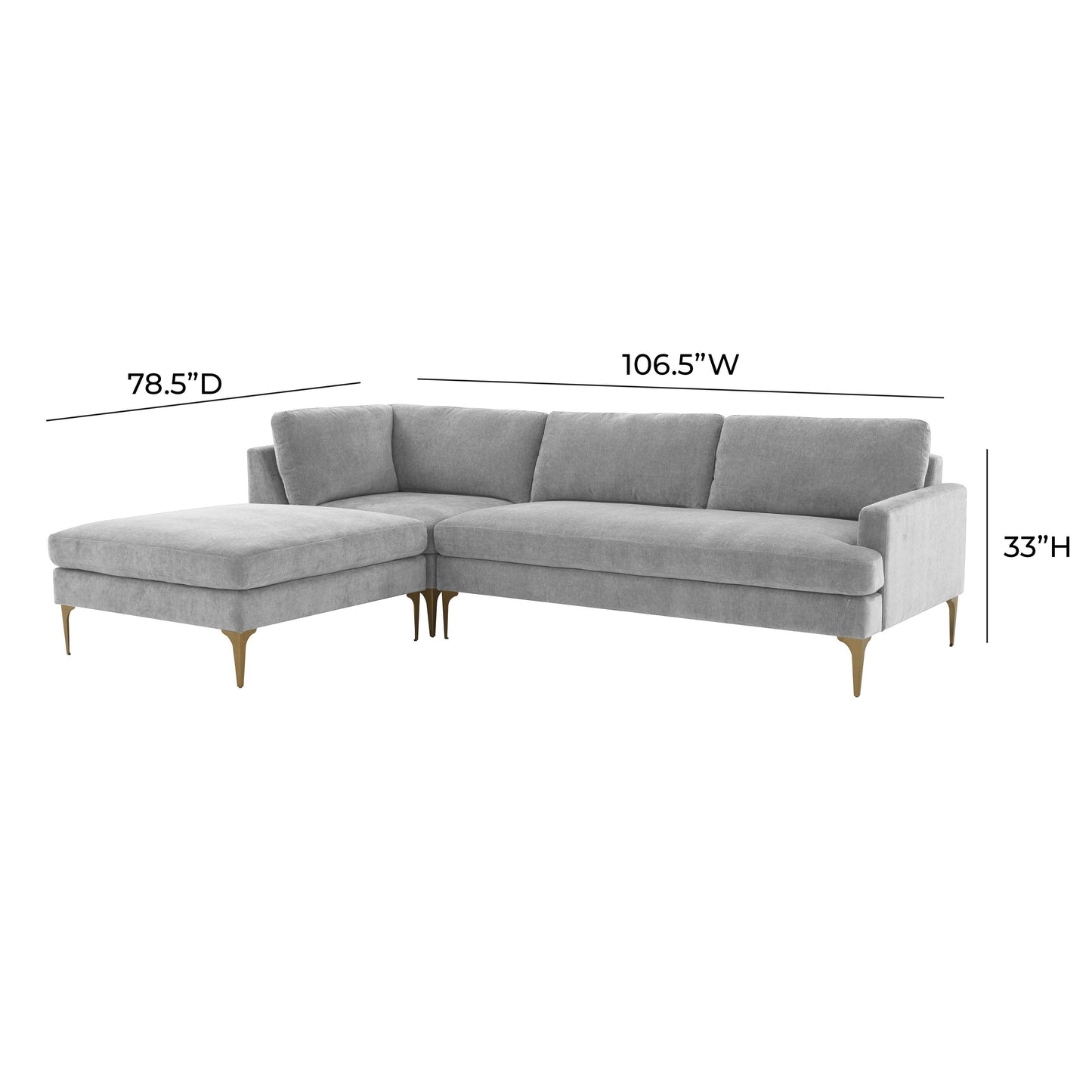 lana gray velvet laf chaise sectional