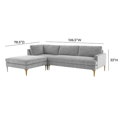 Lana Gray Velvet LAF Chaise Sectional