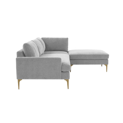 Lana Gray Velvet RAF Chaise Sectional