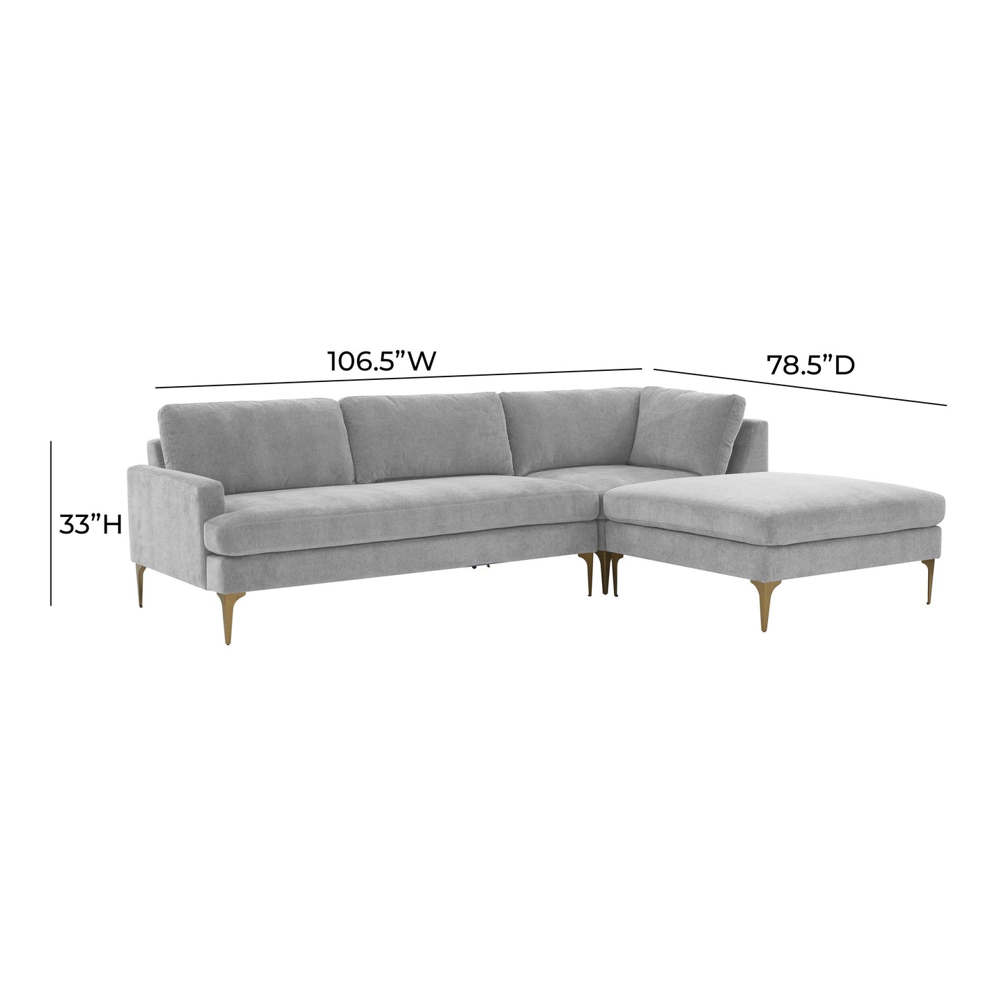 lana gray velvet raf chaise sectional