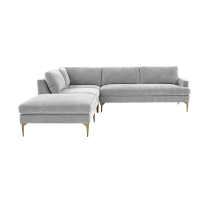 Lana Gray Velvet Large LAF Chaise Sectional