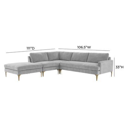 Lana Gray Velvet Large LAF Chaise Sectional